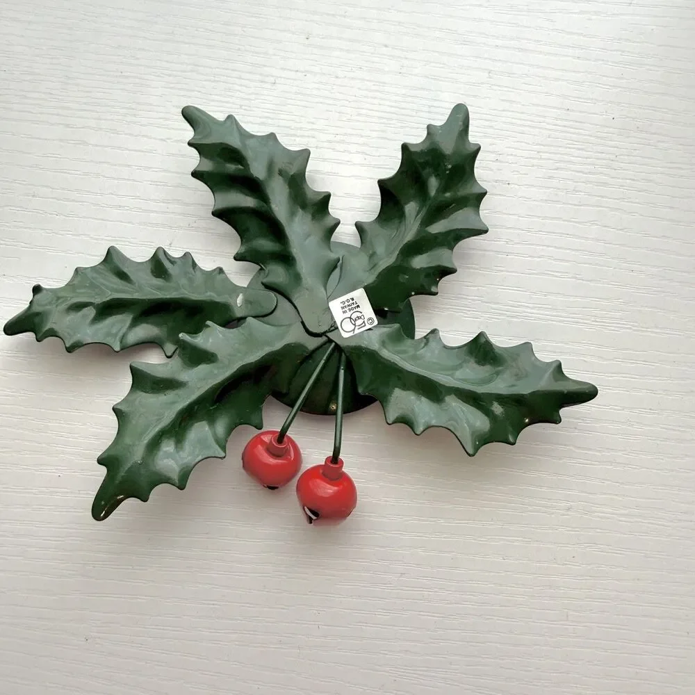 Department 56 Metal Candle Holder Holly Berries 6in Christmas Holiday Green, L7